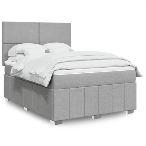 Azzrora Boxspringbett Boxspringbetten Bockspringbett Boxspringbett Matratz Boxspringbett Mit Matratz Boxspringbett mit Matratze Hellgrau 140x190 cm Stoff von Azzrora