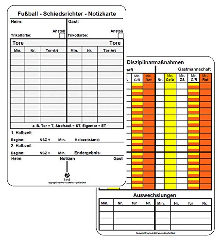 B+D Spielnotizkarten Fußball Neue Generation 50 Stück von B+D