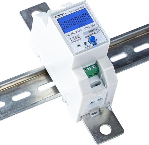Gleichstromzähler DCM200-1 – Digitaler DC Zähler mit Shunt bis 200A für Hutschiene – Photovoltaik, Solar & PV Messgerät, kWh Stromzähler für PV Anlage & Solarstrom messen von B+G E-Tech