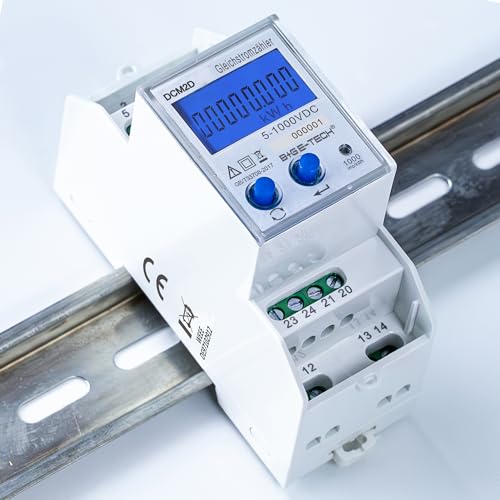 B+G E-Tech Gleichstromzähler [DCM2D] - Digitaler DC Zähler für Hutschiene/Photovoltaik, Solar & PV Messgerät kwh Zähler, Solarenergie Erfassung, Überwachung und Analyse (DCM2D002) von B+G E-Tech
