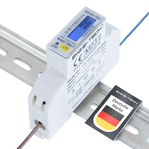 Bidirektionaler Stromzähler [WS100-1943 - MID 25] Import- und Exportenergie mit RS485 Modbus RTU Schnittstellen, Hohe Belastbarkeit bis 100A, Schlankes Design, Benutzerfreundliches LCD von B+G E-Tech