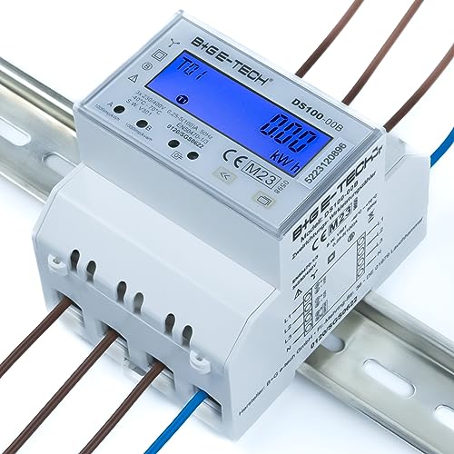 Stromzähler [DS100] 3 Phasen Zweirichtungs- Drehstromzähler für Hutschiene mit RS485 Modbus-RTU, DLT654, S0 Impuls oder DI Signaleingang | DS100-00B-R (wie 00B jedoch invertierte Anschlussbelegung) von B+G E-Tech