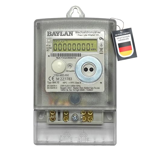 Wechselstromzähler [BM.11 - MID25] für Zählerplatzmontage - 100A direktmessender Stromzähler mit A+ Eintarifzähler 1.8.0 mit Rücklaufsperre, LCD-Anzeige von B+G E-Tech