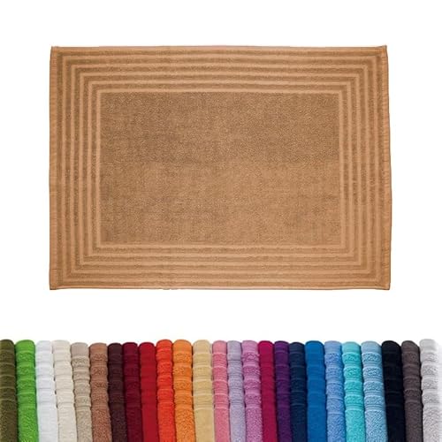 B BARCELOHOGAR Badteppich aus Frottee, Duschmatte für Zuhause, schnell trocknend, Teppich für Bad oder Küche, multifunktional, 100% Baumwolle, 50 x 70 cm, Farbe: Kamel von B BARCELOHOGAR