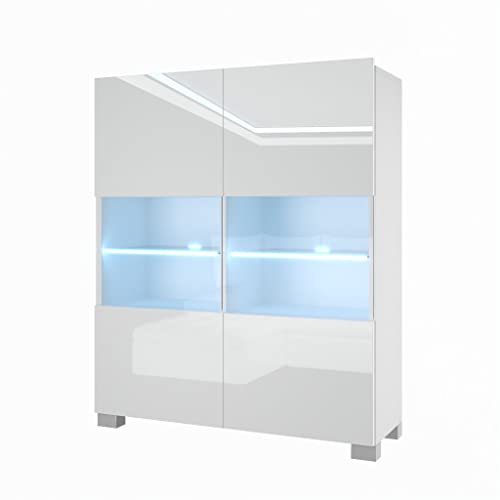 BELINI Kommode Sideboard Wohnzimmer Schlafzimmer Schrank Hochschrank mit LED-Leuchten Super-Soft-Touch-System zum sanften Schließen Aller Scharniere (Weiß) von B BELINI GROUP