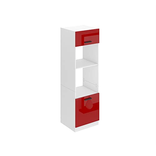 BELINI | Mikrowelle Schrank | Küchenschränke | Hochschrank Küche | Mikrowellenschrank 60 x 204 cm | Küchenbuffet mit 2 Türen und 2 Regalen | Kommode | Küchenregal | Rot Hochglanz BELINI | Mikrowelle Schrank | Küchenschränke | Hochschrank Küche | Mikrowellenschrank 60 x 204 cm | Küchenbuffet mit 2 Türen und 2 Regalen | Kommode | Küchenregal | Rot Hochglanz von B BELINI GROUP