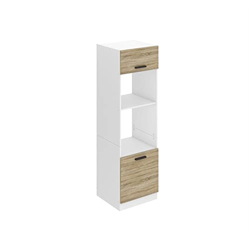 BELINI | Mikrowelle Schrank | Küchenschränke | Hochschrank Küche | Mikrowellenschrank 60 x 204 cm | Küchenbuffet mit 2 Türen und 2 Regalen | Kommode | Küchenregal | Sonoma-Eiche von B BELINI GROUP