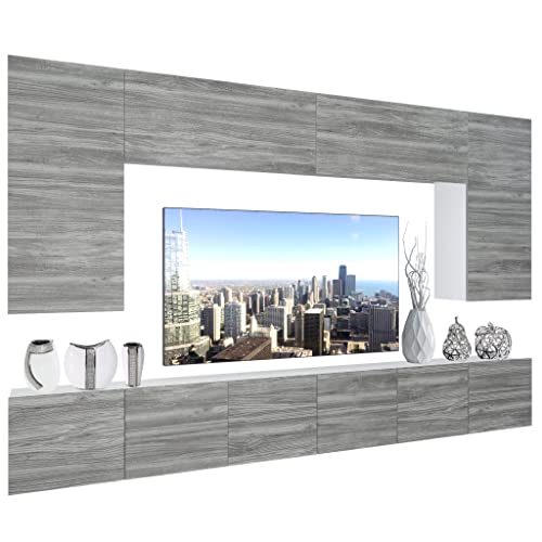 BELINI Wohnwand Vollausstattung Wohnzimmer-Set Moderne Schrankwand mit LED-Beleuchtung Anbauwand TV-Schrank Glamour Holz von B BELINI GROUP