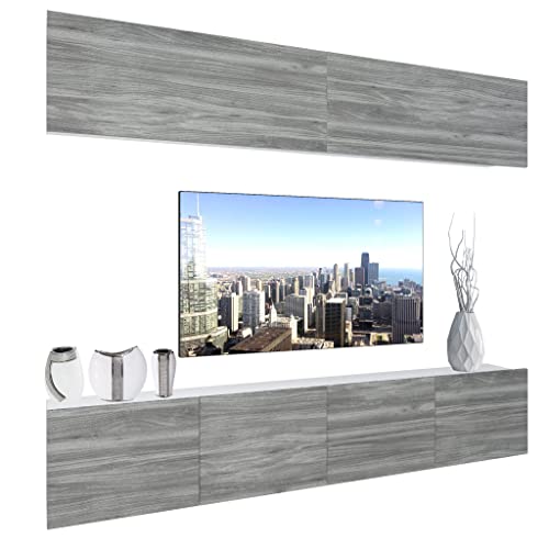 BELINI Wohnwand Vollausstattung Wohnzimmer-Set Moderne Schrankwand mit LED-Beleuchtung Anbauwand TV-Schrank Glamour Holz von B BELINI GROUP