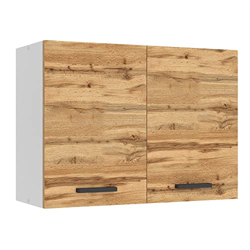 Belini Hängeschrank Küche, Küchenschränke SG. Breite 80 cm. Oberschrank mit 2 Türen, Küchenhängeschränke, Wandschrank Hängend, Wotan-Eiche von B BELINI GROUP