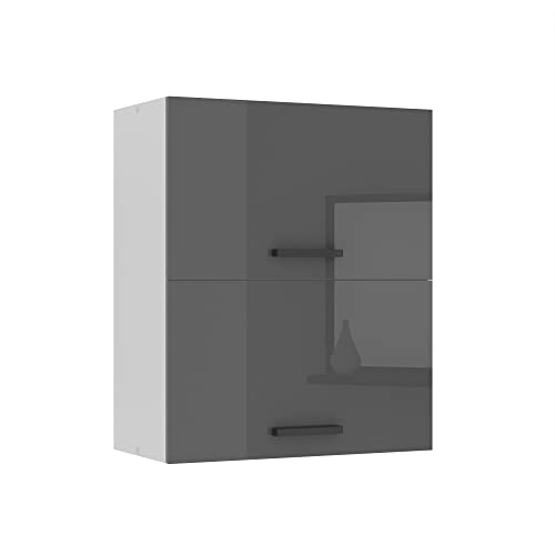 Belini Hängeschrank Küche, Küchenschränke SGP2. Breite 60 cm. Oberschrank mit 2 Türen, Küchenhängeschränke, Wandschrank Hängend, Silber Hochglanz von B BELINI GROUP