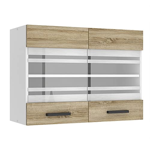 Belini Hängeschrank Küche, Küchenschränke SGW. Breite 80 cm. Oberschrank mit 2 Türen, Küchenhängeschränke, Wandschrank Hängend, Sonoma-Eiche von B BELINI GROUP