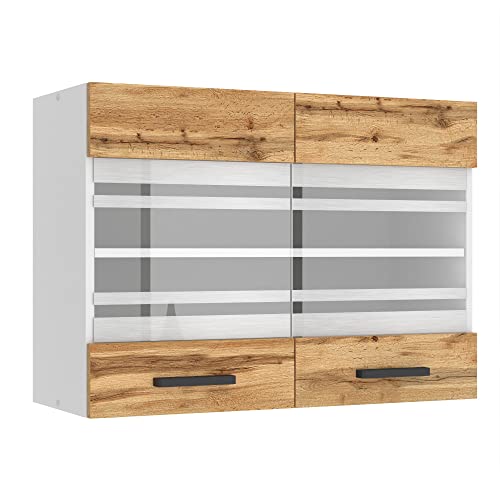 Belini Hängeschrank Küche, Küchenschränke SGW. Breite 80 cm. Oberschrank mit 2 Türen, Küchenhängeschränke, Wandschrank Hängend, Wotan-Eiche von B BELINI GROUP