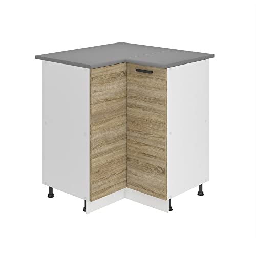 Belini Unterschrank Küche, Küchenunterschrank 90 cm Breite. SNP Küchenunterschrank mit Arbeitsplatte. Eckschrank Küche mit 1 Tür, Sonoma-Eiche Belini Unterschrank Küche, Küchenunterschrank 90 cm Breite. SNP Küchenunterschrank mit Arbeitsplatte. Eckschrank Küche mit 1 Tür, Sonoma-Eiche von B BELINI GROUP
