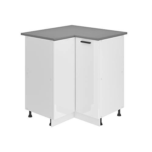 Belini Unterschrank Küche, Küchenunterschrank 90 cm Breite. SNP Küchenunterschrank mit Arbeitsplatte. Eckschrank Küche mit 1 Tür, Weiß Hochglanz Belini Unterschrank Küche, Küchenunterschrank 90 cm Breite. SNP Küchenunterschrank mit Arbeitsplatte. Eckschrank Küche mit 1 Tür, Weiß Hochglanz von B BELINI GROUP