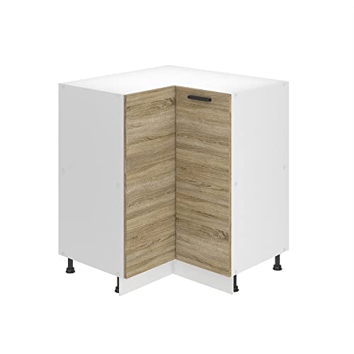 Belini Unterschrank Küche, Küchenunterschrank 90 cm Breite. SNP Küchenunterschrank ohne Arbeitsplatte. Eckschrank Küche mit 1 Tür, Sonoma-Eiche von B BELINI GROUP