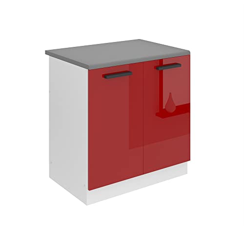 Belini Unterschrank Küche, Spülenunterschrank 80 cm Breite. SDZ Küchenunterschrank mit Arbeitsplatte. Spülenschrank mit 2 Türen, Rot Hochglanz Belini Unterschrank Küche, Spülenunterschrank 80 cm Breite. SDZ Küchenunterschrank mit Arbeitsplatte. Spülenschrank mit 2 Türen, Rot Hochglanz von B BELINI GROUP