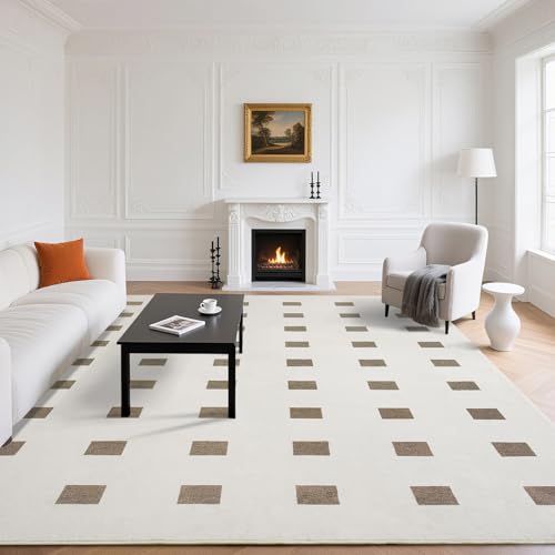 B BENRON Weiche, karierte Teppiche für Wohnzimmer, Schlafzimmer, 12,7 x 17,8 cm, waschbar, moderner Teppich für Küche, Esszimmer, Kinderzimmer, Mädchen, minimalistisch, geometrisch, Teppiche B BENRON Weiche, karierte Teppiche für Wohnzimmer, Schlafzimmer, 12,7 x 17,8 cm, waschbar, moderner Teppich für Küche, Esszimmer, Kinderzimmer, Mädchen, minimalistisch, geometrisch, Teppiche von B BENRON
