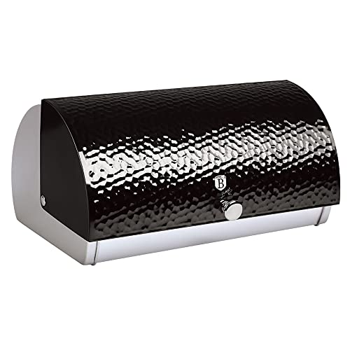 Berlinger Haus Primal Gloss Brotkasten, Schiebedeckel, Brot- und Gebäckaufbewahrungsbehälter, Edelstahl, Bread Box, Modernes Design, Edelstahl / Metallic Schwarz von Berlinger Haus