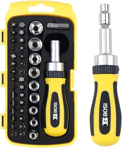 B BOSI TOOLS 41 in 1 Mini-Schraubendreher, Steckschlüssel-Set – enthält 30 Bits, 8 Steckschlüssel, geeignet für die Reparatur verschiedener Haushaltsgegenstände von B BOSI TOOLS