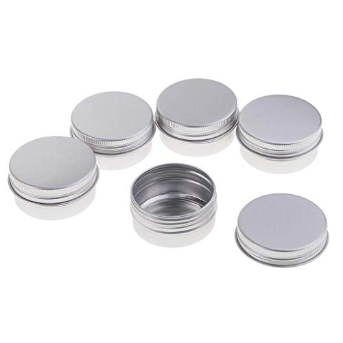 B Baosity 5 Stück Aluminium Blechdosen mit Schraubverschluss Runde Aluminiumdosen Schraubbehälter Dosen mit Deckel - Silber, 40ML von B Baosity