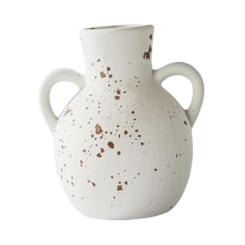 B Baosity Blumentopf Keramikvase Bauernhaus Vase Wabi Stil Dekorative Blumenvase Aus Rustikale Oberfläche für Wohnzimmer Esszimmer Küche Schlafzimm, Weiß Braun von B Baosity