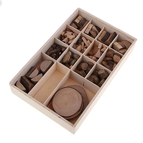 B Baosity Eine Schachtel mit Multi Rustic Wood Log Slices Scheibenblöcke für DIY Craft Model Making Supplies von B Baosity