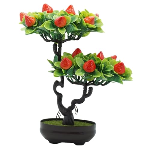 B Baosity Simulation Baum Künstlicher Obstbaum Deko Bonsai Kunstblume mit Natürlicher Optik Pflegeleicht Passend für Esszimmer Garten Party, Erdbeere von B Baosity
