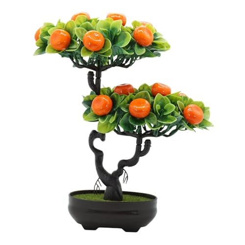 B Baosity Simulation Baum Künstlicher Obstbaum Deko Bonsai Kunstblume mit Natürlicher Optik Pflegeleicht Passend für Esszimmer Garten Party, Orange von B Baosity