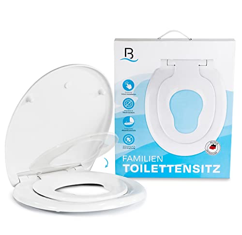 Bath4U Toilettendeckel mit integriertem Kindersitz | Absenkautomatik für sanftes Schließen | Hygienischer Urea-Duroplast für einfache Reinigung | Passend für gängige Standard-Toiletten von B Bath4U