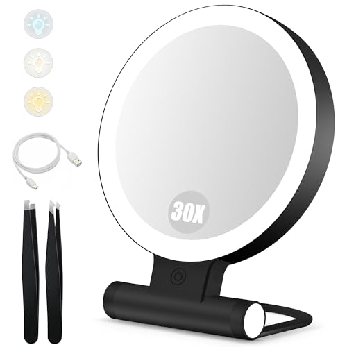 B Beauty Planet Kosmetikspiegel mit Beleuchtung, 30 fache/1-fach Doppelseitige Tischspiegel,3 Farblichter, DimmbarerSchminkspiegel,Reisen Kosmetik Spiegel mit Beleuchtung B Beauty Planet Kosmetikspiegel mit Beleuchtung, 30 fache/1-fach Doppelseitige Tischspiegel,3 Farblichter, DimmbarerSchminkspiegel,Reisen Kosmetik Spiegel mit Beleuchtung von B Beauty Planet