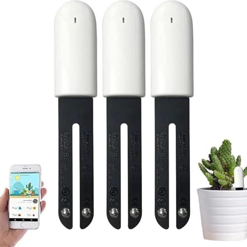 4 in 1 Pflanzenfeuchtigkeitsmesser Gießanzeiger, Intelligenter Bodentester überwacht automatisch Pflanzen Feuchtigkeit/Licht/Fruchtbarkeit/Temperaturniveau, für Mijia APP (3 Packungen) von B BestCon