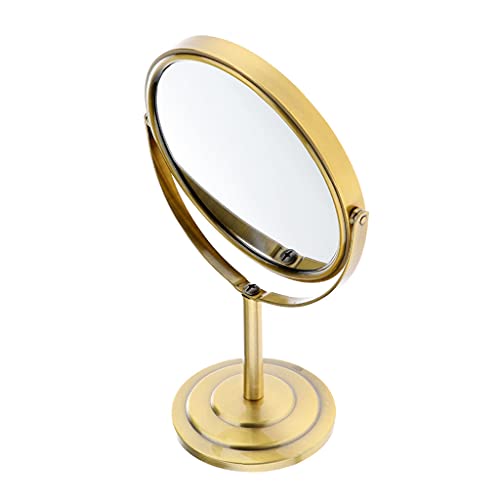 B Blesiya Doppelseitig 1/2 x Kosmetikspiegel Kosmetik Tisch Spiegel Standspiegel, 360° Schwenkbar - Bronze von B Blesiya