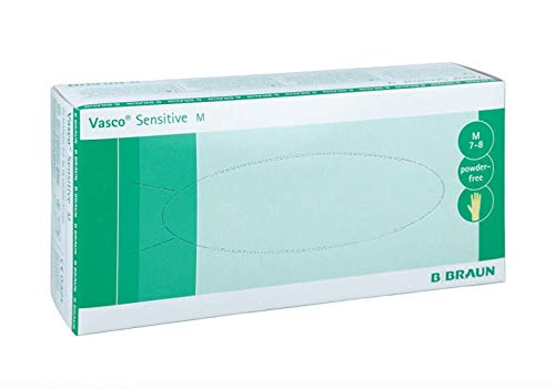 Vasco® Sensitive, Latex Untersuchungshandschuhe, puderfrei,M - B011OJJHI6 | Packung (100 Handschuhe) von B. Braun