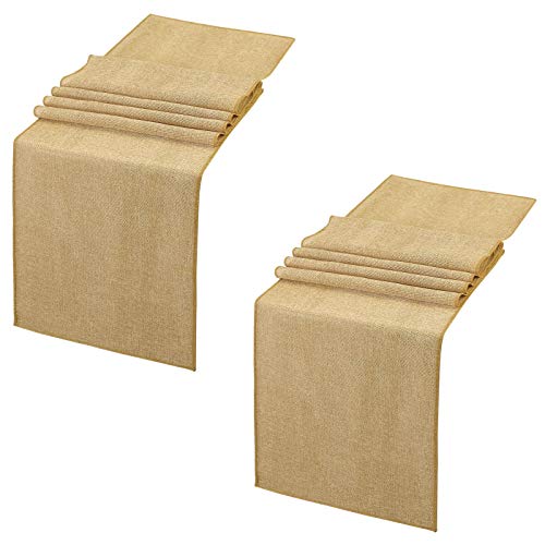 B-COOL 2 Stück Hochzeit Sackleinen Tischläufer Natürliche Jute Vintage Rollen 30,5 x 213,4 cm für Weihnachten Tischdecken Dekoration Khaki von B-COOL