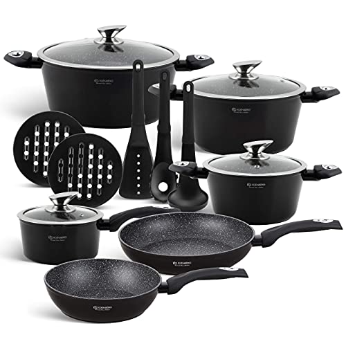 EDENBERG 15 TLG Topfset Induktion, Töpfe & Pfannen beschichtet, Kochtopf Set | induktions Töpfe Set, Kochtöpfe, Töpfe Induktion | Kochgeschirr Set, Topfset induktionsgeeignet (EB-5611) von Edenberg