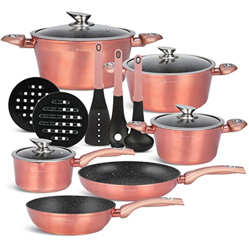 EDENBERG 15 TLG Topfset Induktion, Töpfe & Pfannen beschichtet, Kochtopf Set | induktions Töpfe Set, Kochtöpfe, Töpfe Induktion | Kochgeschirr Set, Topfset induktionsgeeignet (EB-5625) von Edenberg