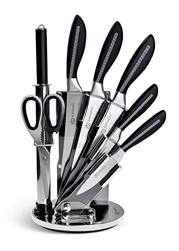 Edenberg EB-904. EIN Satz Küchenmesser mit drehbarem Ständer, Anspitzer und Schere. von Edenberg