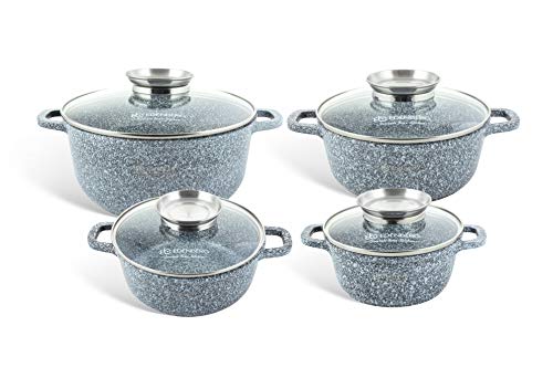 EDENBERG eb-8035. Set 4 x Granit-Töpfe mit Deckel, hitzebeständig. Ideal für Gas-, Elektro-, Halogen-, Keramik- und Induktionsherde. von B EDENBERG Decorate Your Kitchen