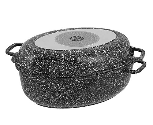 Edenberg EB-4604 Zweiteiliger Röster 8 L Keramik-Granit-Dosierer Hitzebeständig. Aus Aluminium, Antihaftbeschichtung. Perfekt für Gas-, Elektro-, Halogen-, Keramik- und Induktionsherde von B EDENBERG Decorate Your Kitchen
