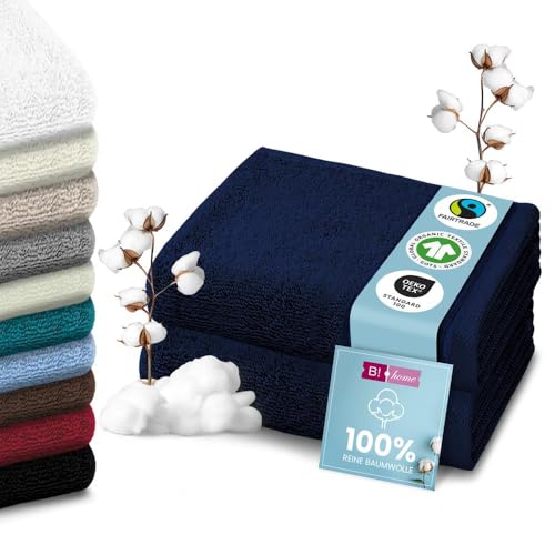 B!HOME 2er Set Premium Saunatücher [100% Baumwolle] 90x200 cm, dunkelblau / 2 große XXL Saunahandtücher Weich, Saugstark & Pflegeleicht/Badetuch Perfekt für Bad, Strand & Reisen/Damen & Herren von B!HOME