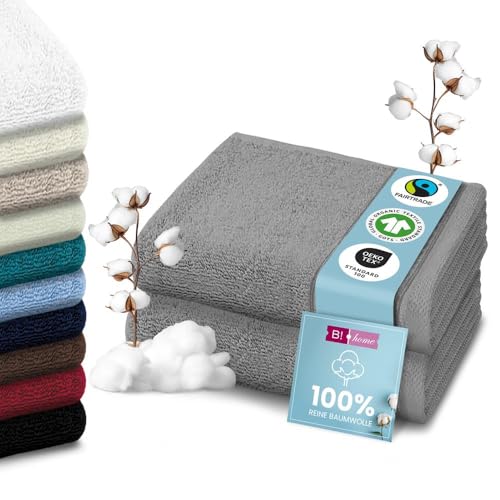 B!HOME 2er Set Premium Saunatücher [100% Baumwolle] 90x200 cm, dunkelgrau / 2 große XXL Saunahandtücher Weich, Saugstark & Pflegeleicht/Badetuch Perfekt für Bad, Strand & Reisen/Damen & Herren von B!HOME