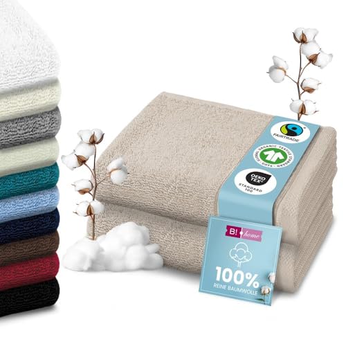 B!HOME 2er Set Premium Saunatücher [100% Baumwolle] 90x200 cm, grau/beige / 2 große XXL Saunahandtücher Weich, Saugstark & Pflegeleicht/Badetuch Perfekt für Bad, Strand & Reisen/Damen & Herren von B!HOME