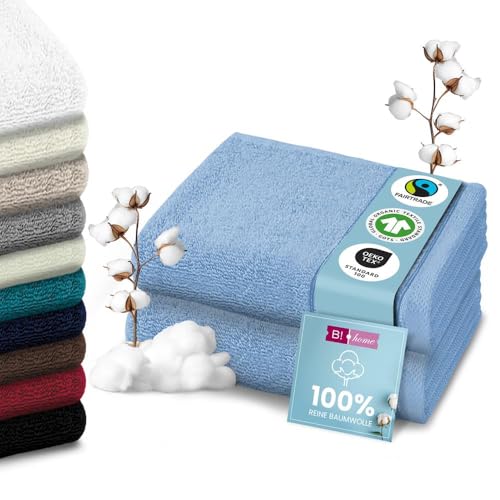 B!HOME 2er Set Premium Saunatücher [100% Baumwolle] 90x200 cm, hellblau / 2 große XXL Saunahandtücher Weich, Saugstark & Pflegeleicht/Badetuch Perfekt für Bad, Strand & Reisen/Damen & Herren von B!HOME