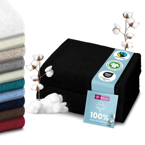 B!HOME 2er Set Premium Saunatücher [100% Baumwolle] 90x200 cm, schwarz / 2 große XXL Saunahandtücher Weich, Saugstark & Pflegeleicht/Badetuch Perfekt für Bad, Strand & Reisen/Damen & Herren von B!HOME