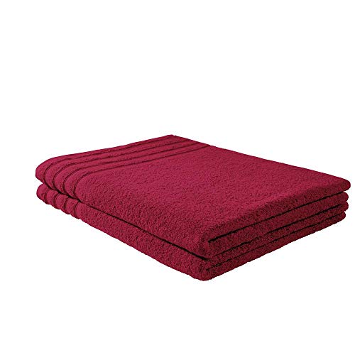 B!HOME 2er Set Saunatücher XXL Liegetuch Badetuch rot 80x200 Frottier Baumwolle von B!HOME