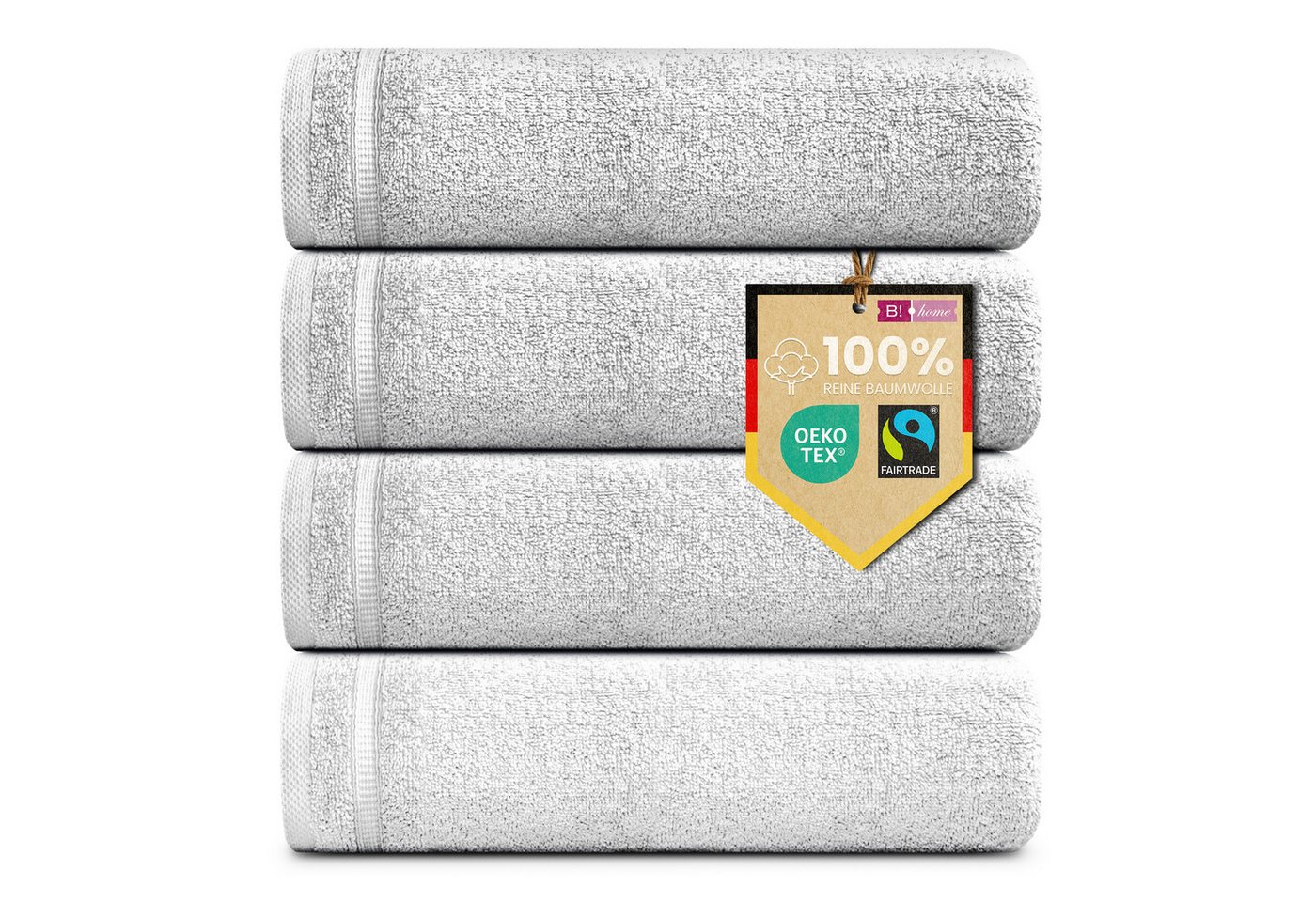 B!HOME Handtücher Set Saunatücher, Duschtücher, Gästehandtücher 100% Baumwolle, (Spar-Set, 4-St), flauschig saugfähig Frottee weich von B!HOME