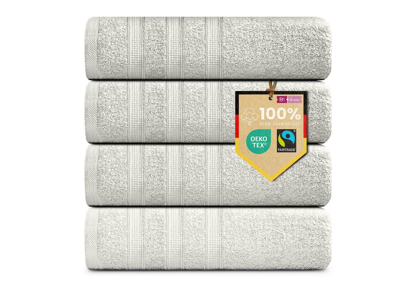 B!HOME Handtücher Set Saunatücher, Duschtücher, Gästehandtücher 100% Baumwolle, (Spar-Set, 4-St), flauschig saugfähig Frottee weich von B!HOME