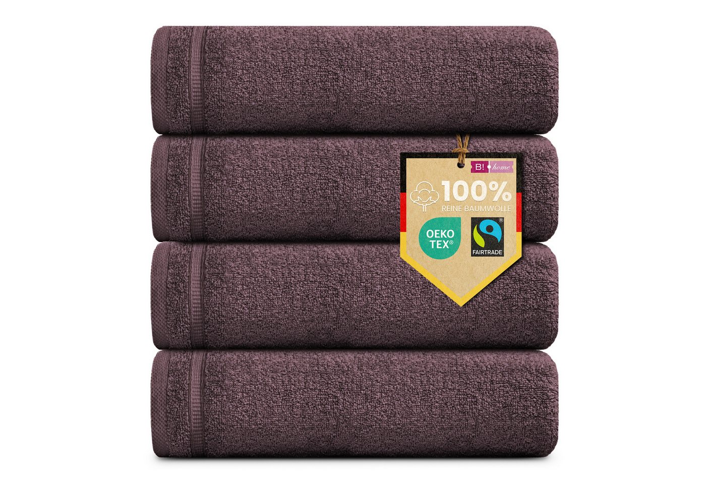 B!HOME Handtücher Set Saunatücher, Duschtücher, Gästehandtücher 100% Baumwolle, (Spar-Set, 4-St), flauschig saugfähig Frottee weich von B!HOME