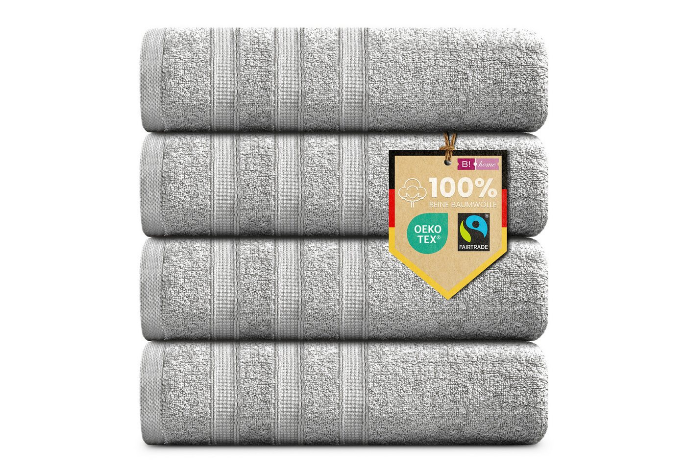 B!HOME Handtücher Set Saunatücher, Duschtücher, Gästehandtücher 100% Baumwolle, (Spar-Set, 4-St), flauschig saugfähig Frottee weich von B!HOME